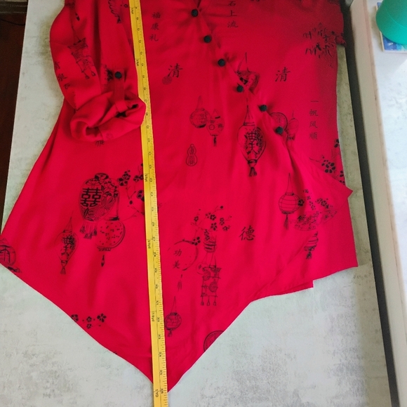 Soft Surroundings Wrap Top Womens Large Red Asian Oriental Pagoda Japanese - Picture 14 of 16